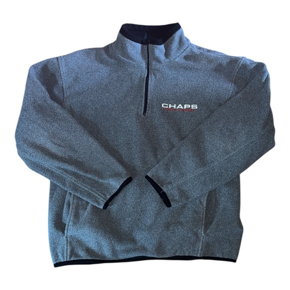 Vintage Chaps Ralph Lauren quarter zip pullover fleece large gray 90s outdoors - Picture 1 of 8